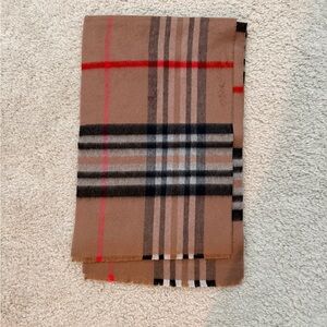 Plaid Tan and Red Scarf